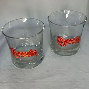 Kahlua Rocks Glasses 10 Oz Each 3 1/2 In Tall 3 1/2 In Round Set 2 Bar Cocktail